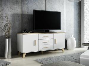 TV stol Larfloi 107, Bijela, Sonoma hrast, 69x150x45cm