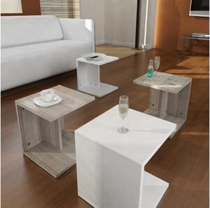 SET 4x Pomoćni stolić bijela/smeđa