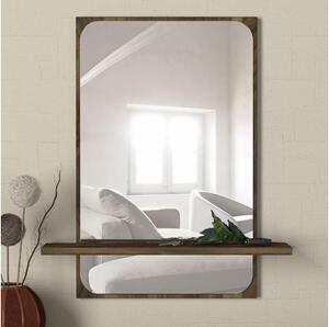 Zidno ogledalo s policom EKOL 70x45 cm smeđa