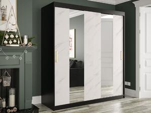 Ormar Hartford 243, Mat crna, Bijeli mramor, 200x180x62cm