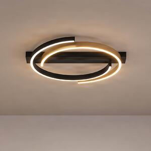 Lucande LED stropna svjetiljka Natsuma, crna/zlatna, metal, Ø 50 cm, Crno, Dnevni boravak/blagovaonica, Plastika