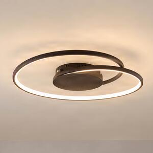 Lindby Joline LED stropna svjetiljka, Ø 45 cm, hrđavo smeđa, metal, Smeđa / hrđa, Dnevni boravak/blagovaonica, Metal