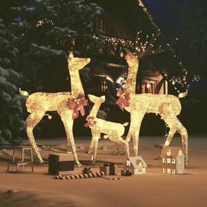 VidaXL Ukrasna božićna obitelj sobova zlatna 201 LED žarulja