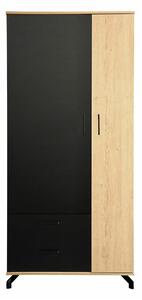 Ormar Omaha S100, Lagani hrast, Crna, 194x90x50cm