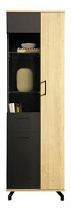 Vitrina Omaha S103, Lagani hrast, Crna, S vratima, 194x60x40cm