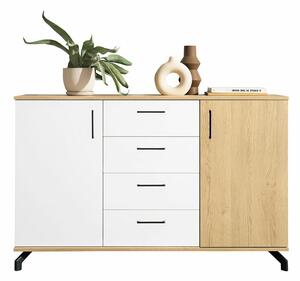 Komoda Omaha S108, Bijela, Lagani hrast, 89x140x40cm