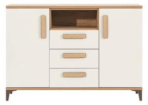 Komoda Orlando Y101, Lagani hrast, Sjajno bijela, 88x126x39.5cm