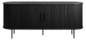 Crna niska komoda u dekoru hrasta s kliznim vratima 76x180 cm Nola – Unique Furniture