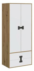 Ormar Florevi 113, Artisan hrast, Mat bijela, 191x80x50cm