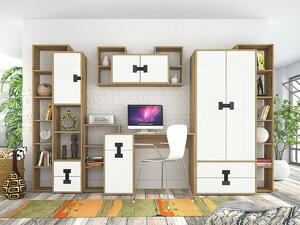 Uredski set Florevi 104, Artisan hrast, Mat bijela