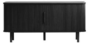 Crna niska komoda u dekoru hrasta s kliznim vratima 76x160 cm Cavo – Unique Furniture