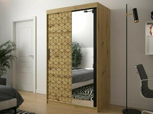 Ormar Hartford 287, Artisan hrast, Crna, 200x120x62cm