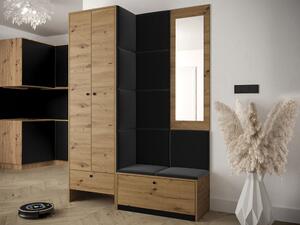 Set za hodnik Hartford 318, Crna, Artisan hrast, 206x144x44cm