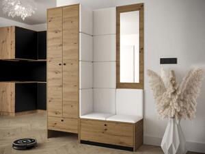 Set za hodnik Hartford 318, Artisan hrast, Crna, 206x144x44cm
