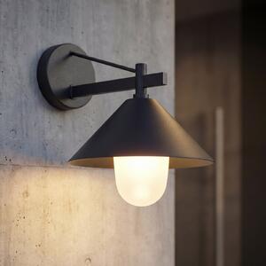 Lucande Kiyogi vanjska zidna svjetiljka, crna, 31 cm, E27, IP65, prigušiva, Crno, Metal