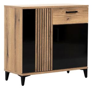 Komoda Camcate 101, Hrast, Sjajno crna, 84x88.5x39cm