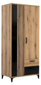 Ormar Camcate 108, Hrast, Sjajno crna, 194x88.5x54.5cm