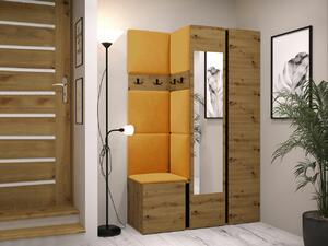 Set za hodnik Hartford 350, Artisan hrast, Crna, 186x116x44cm