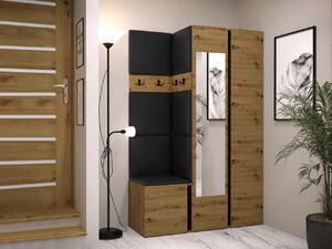 Set za hodnik Hartford 350, Artisan hrast, Crna, 186x116x44cm