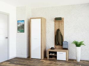 Set za hodnik Sonali 118, Riviera hrast, Sjajno bijela, 192x51.5cm