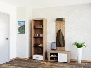 Set za hodnik Sonali 119, Sjajno bijela, Riviera hrast, 192x152x39cm
