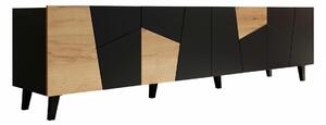 TV stol Charlotte 181, Craft hrast, Crna, 53x201x42cm