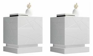 Set noćnih ormarića Charlotte 187, Bijela, Sjajno bijela, 53x46x42cm