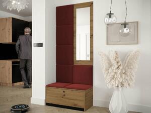 Set za hodnik Hartford 319, Crvena, Crna, Artisan hrast, 206x84x44cm
