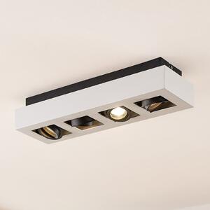 Arcchio reflektor Vince, 47 cm, 4 žarulje, bijelo/crno, GU10, prigušiva, Bijela, Kuhinja, Aluminij