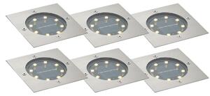 Set od 6 ugradbenih reflektora aluminijski kvadratni uklj. LED IP65 solarni - Terry