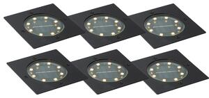 Set od 6 crnih četvrtastih ugradbenih reflektora uklj. LED IP65 solarni - Terry