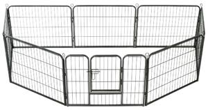 VidaXL Ograda za pse s 8 ploča od čelika 60 x 80 cm crna