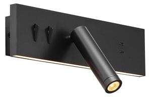 Zidna svjetiljka crna podesiva s USB-C uklj. LED - Modric
