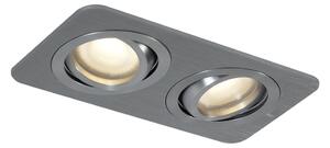 Zaobljeni ugradbeni reflektor metalno sive boje GU10 50 mm, rotirajući i nagibni IP44 2-svjetla - Alberto