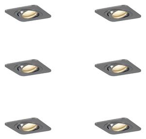 Set od 6 zaobljenih ugradbenih reflektora boje metala GU10 50 mm podesivi IP44 - Alberto