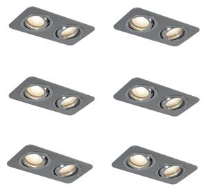 Set od 6 zaobljenih ugradbenih reflektora metalne boje GU10 50 mm podesivi IP44 2-svjetla - Alberto