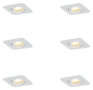 Set od 6 zaobljenih ugradbenih reflektora bijeli GU10 50 mm rotirajući i nagibni IP44 - Alberto
