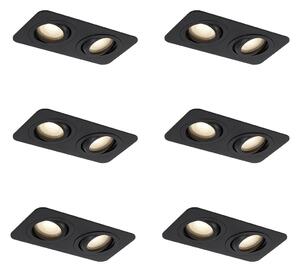 Set od 6 zaobljenih ugradbenih reflektora crni GU10 50 mm, okretni i nagibni IP44 2-svjetla - Alberto