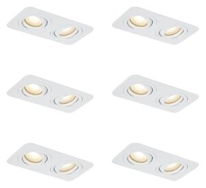 Set od 6 zaobljenih ugradbenih reflektora bijeli GU10 50mm rotirajući i nagibni IP44 2-svjetla - Alberto