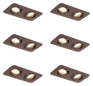 Set od 6 zaobljenih ugradbenih reflektora tamno brončane boje GU10 50 mm, okretni i nagibni IP44 2-svjetla - Alberto