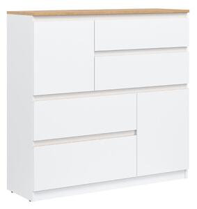 Komoda Catelbi 105, Bijela, Hrast, 105x107.5x35cm