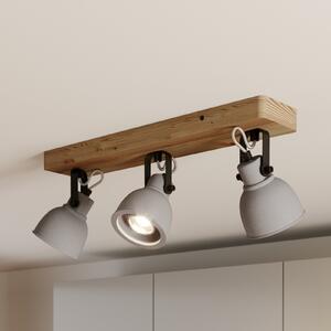 Lindby Spot Mitis, 50 cm, 3 plamena, siva, drvo, beton, GU10, prigušiva, Sivo, Dnevni boravak/blagovaonica, Beton
