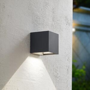 PRIOS Prios LED solarna zidna lampa Lius, visina 15 cm, senzor pokreta, Crno, Metal