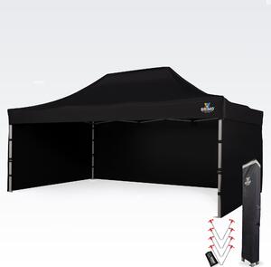 Reklamni šator 4x6 m Premium (Alu) s 3 stranice – Brzo postavljiv - sa 3 zida - Crno