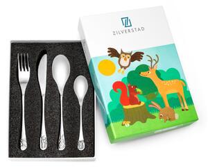 Dječji pribor za jelo 4 kom od nehrđajućeg čelika u srebrnoj boji Forest Animals – Zilverstad