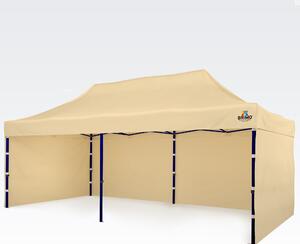 Vrtni paviljon 3×6 m – sklopivi s 3 stranama - sa 3 zida - Bež