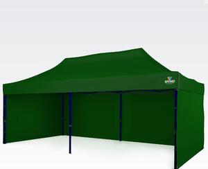 Vrtni paviljon 3×6 m – sklopivi s 3 stranama - sa 3 zida - Zelena