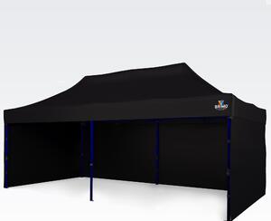 Vrtni paviljon 3×6 m – sklopivi s 3 stranama - sa 3 zida - Crno