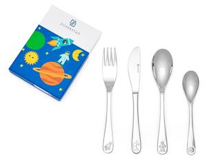 Dječji pribor za jelo 4 kom od nehrđajućeg čelika u srebrnoj boji Space – Zilverstad