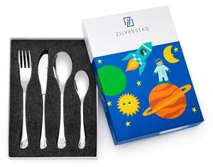 Dječji pribor za jelo 4 kom od nehrđajućeg čelika u srebrnoj boji Space – Zilverstad